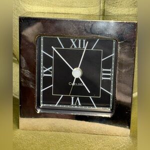 Chelsea Polished Nickle Art Deco Desk Alarm Clock German Quartz Movment 3"